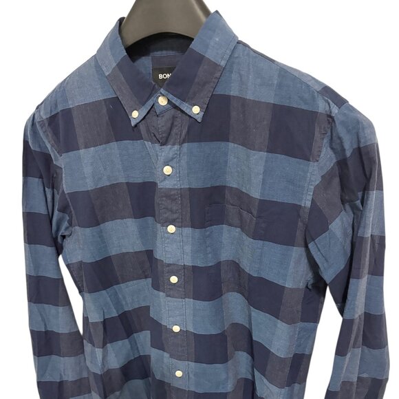 Bonobos Plaid Slim Fit Mens Medium Long Sleeve Button Down Shirt Checkered - Picture 2 of 6